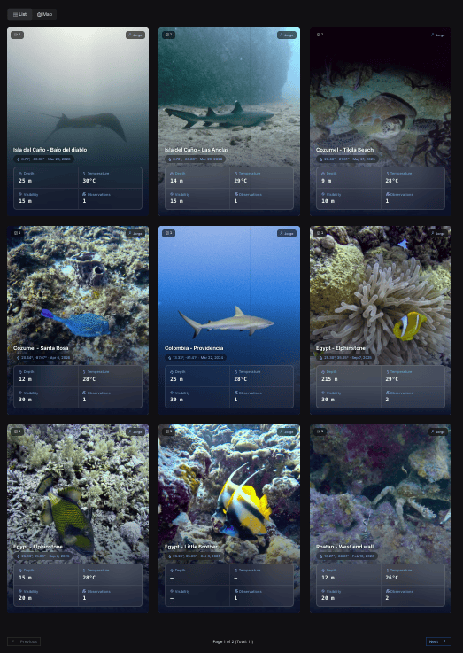 Marine Reel dive log