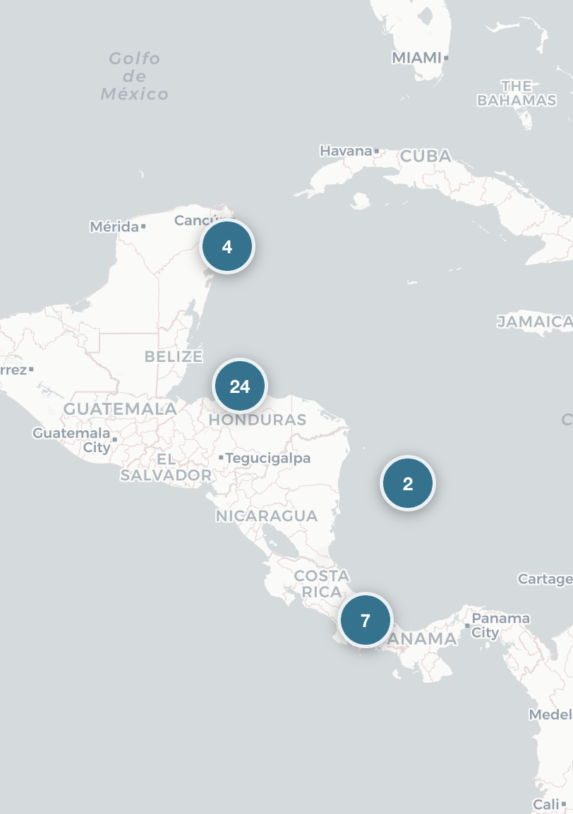Map of Marine Reel dive sites, clustered by location